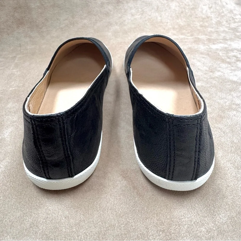 New Frye Melanie Soft Leather Slip On Flats Sneakers Black Leather 8.5 Box - Picture 8 of 13